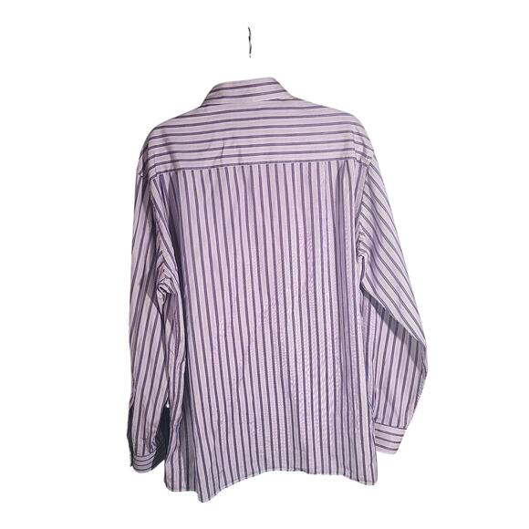 Ermenegildo Zegna  Blue Purple Brown Striped Cotton Sheen XXL Men's Dress Shirt - Picture 4 of 15